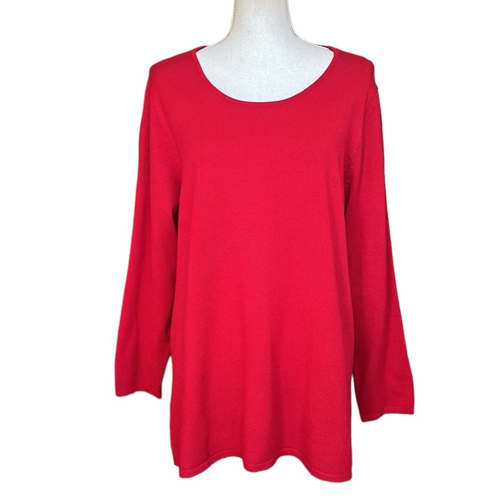 T Tahari Woman Red Knit Hi Low Sweater Size 1X